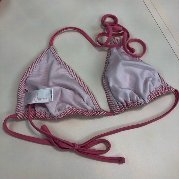 LAUREN JAMES Pink Gingham Bikini Swim Top Size L - Picture 4 of 6